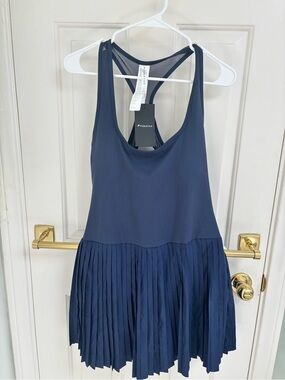 Fabletics Navy Pleated Racerback One-Piece Athletic Dress